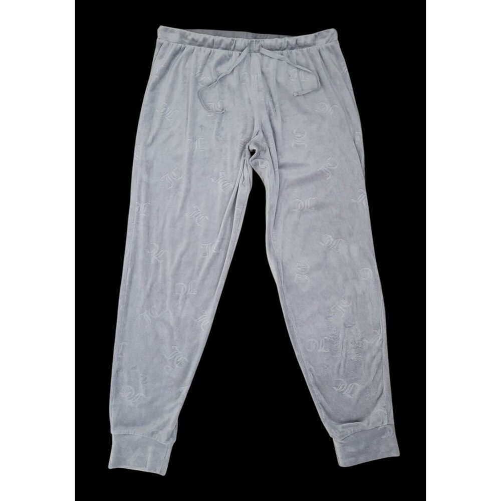 Juicy Couture Sleepwear Women's Gray Velour Jogger Pants w/ Embossed Logo Sz L